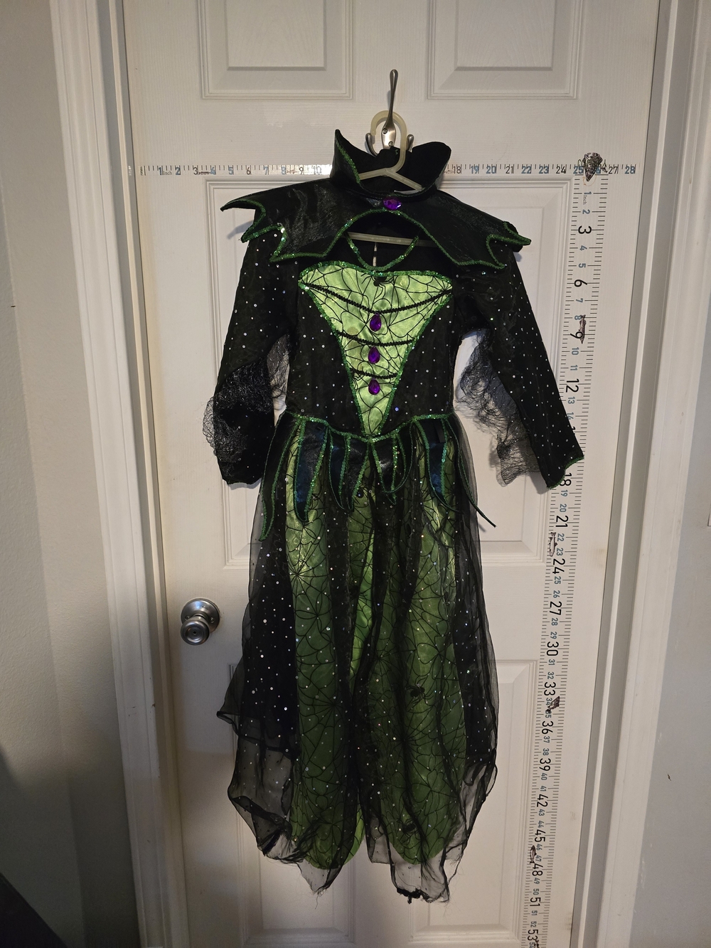 Green and Black Witch Costume for Kids - Sparkle Paneled Dress